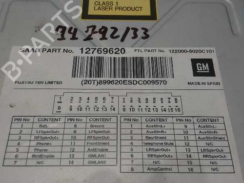 Radio SAAB 9-5 (YS3E) 1.9 TiD | BP7057558E6 