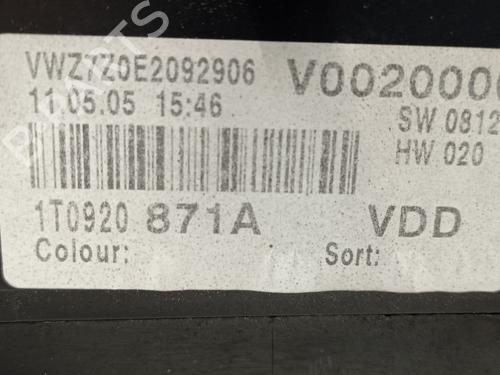 Instrument cluster VW TOURAN (1T1, 1T2) | BP29275854C47