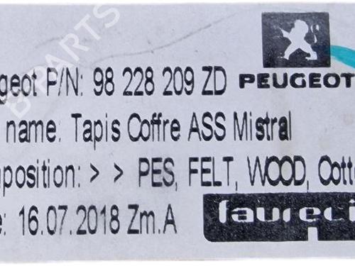 Bagagerumsgulv Bagagerumsgulv PEUGEOT 208 I (CA_, CC_) 1.2 VTI 82 (82 hp) 37253326 37253326