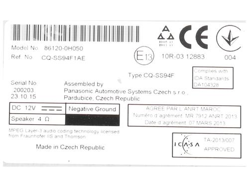 Used Radio Radio CITROËN C1 II (PA_, PS_) 1.0 VTi 68 (69 hp) 36632163 36632163