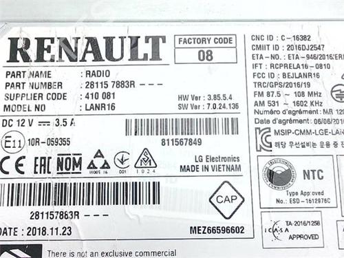 Radio RENAULT KADJAR (HA_, HL_) 1.3 TCe 140 (HLNB, HLN1) | BP38362680E6 - Image 5