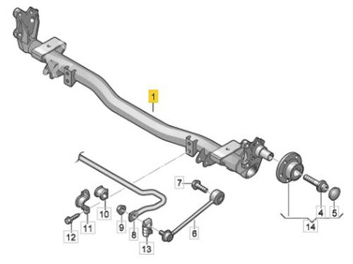 Used Rear axle Rear axle VW CADDY IV MPV (SAB, SAJ) 1.4 TGI CNG (110 hp) 39808421 39808421