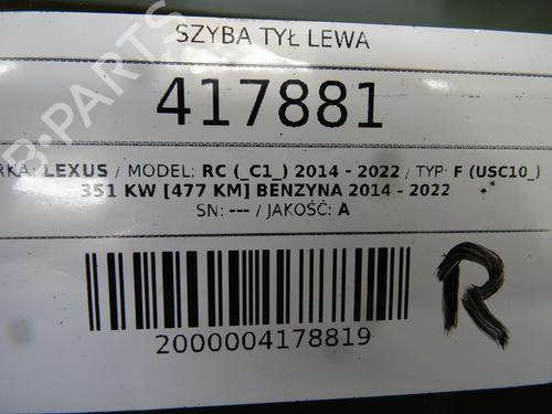 Panel rude bagtil venstre LEXUS RC (_C1_) F (USC10_, USC10R) | BP39268958C93 - Image 6